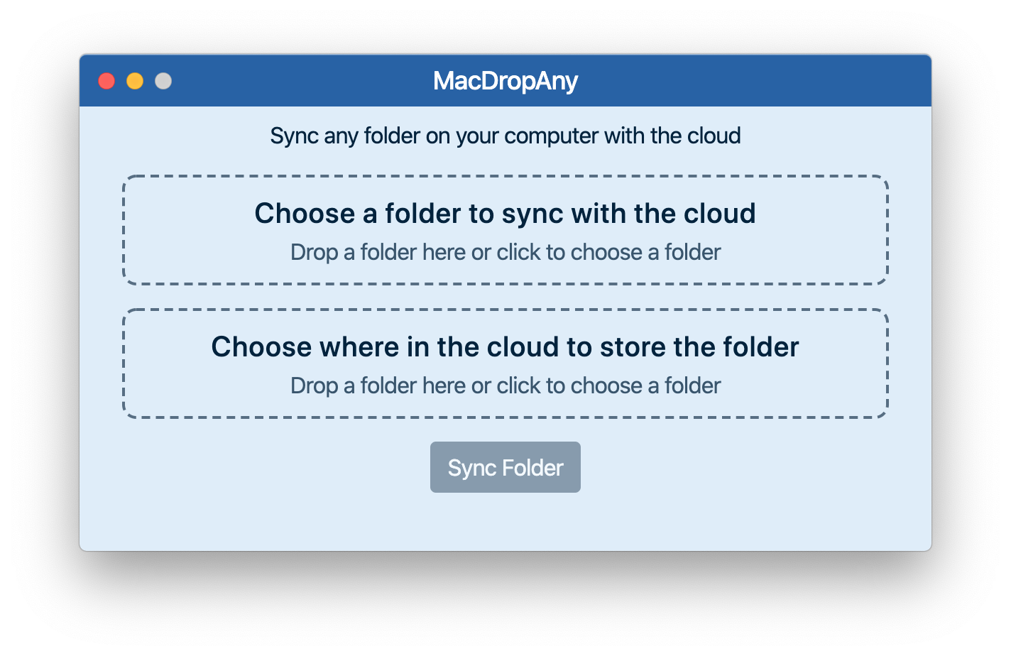 A screenshot of the MacDropAny interface